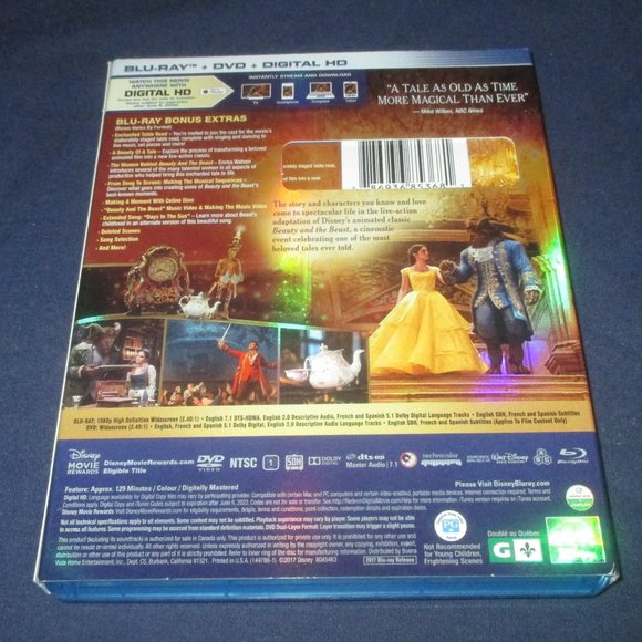 Beauty and the Beast (Blu-ray/DVD, 2017, 2-Disc Set) w/ slipcover - Picture 2 of 5